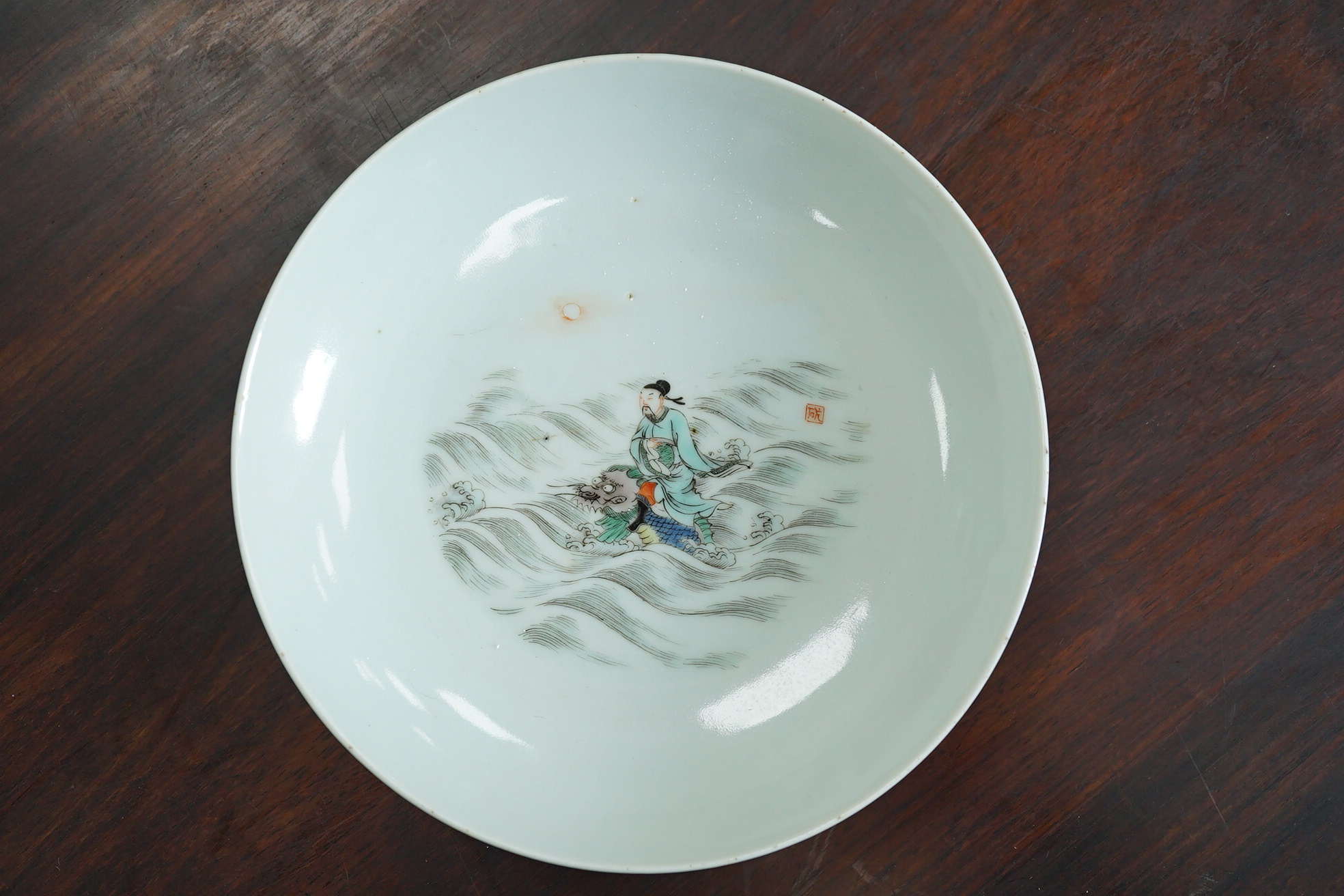 A Chinese famille verte dish, Xuande mark but later